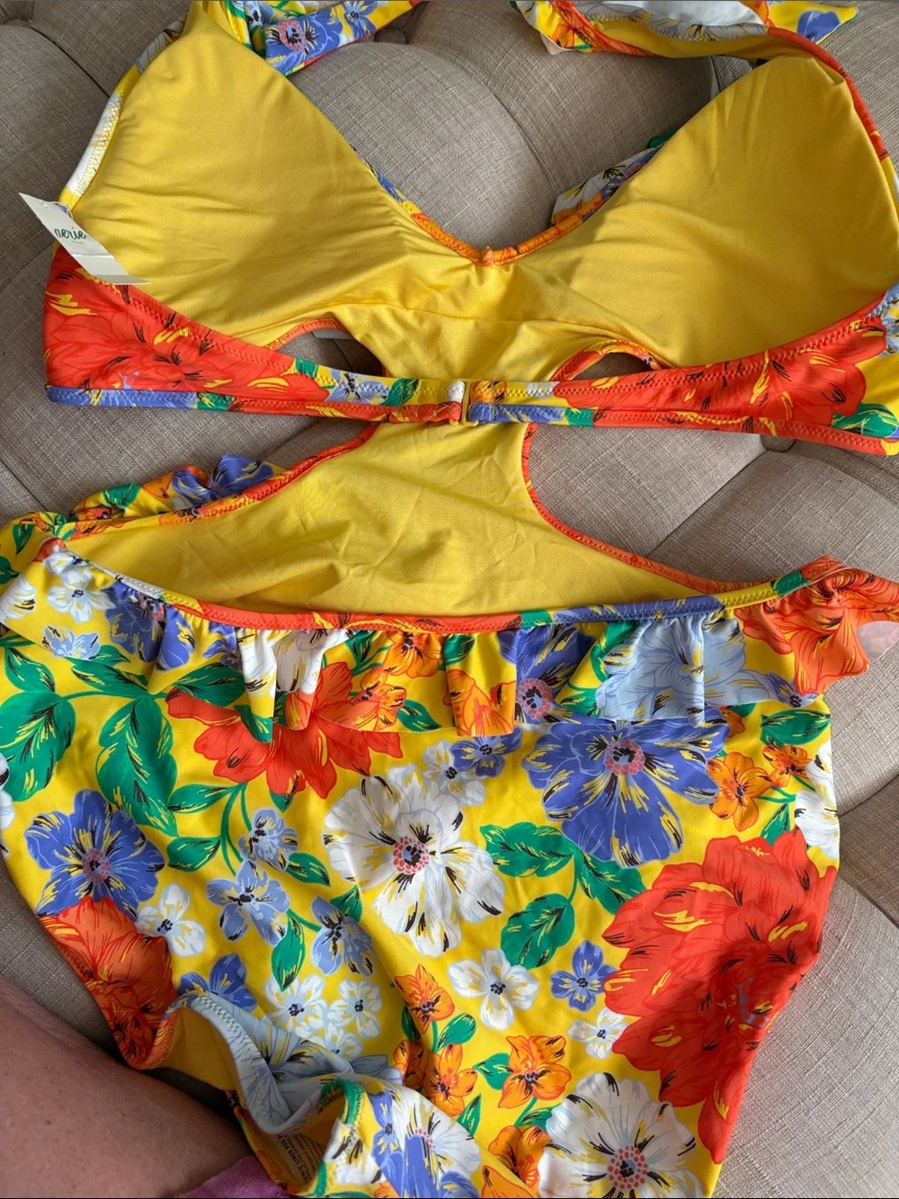 aerie Yellow Floral One-Piece Swimsuit